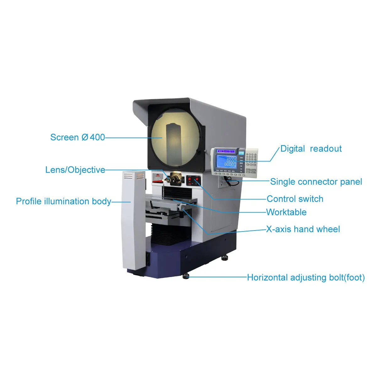 Horizontal Type Digital Optical Profile Projector Profile Measuring Machine Optical Comparator