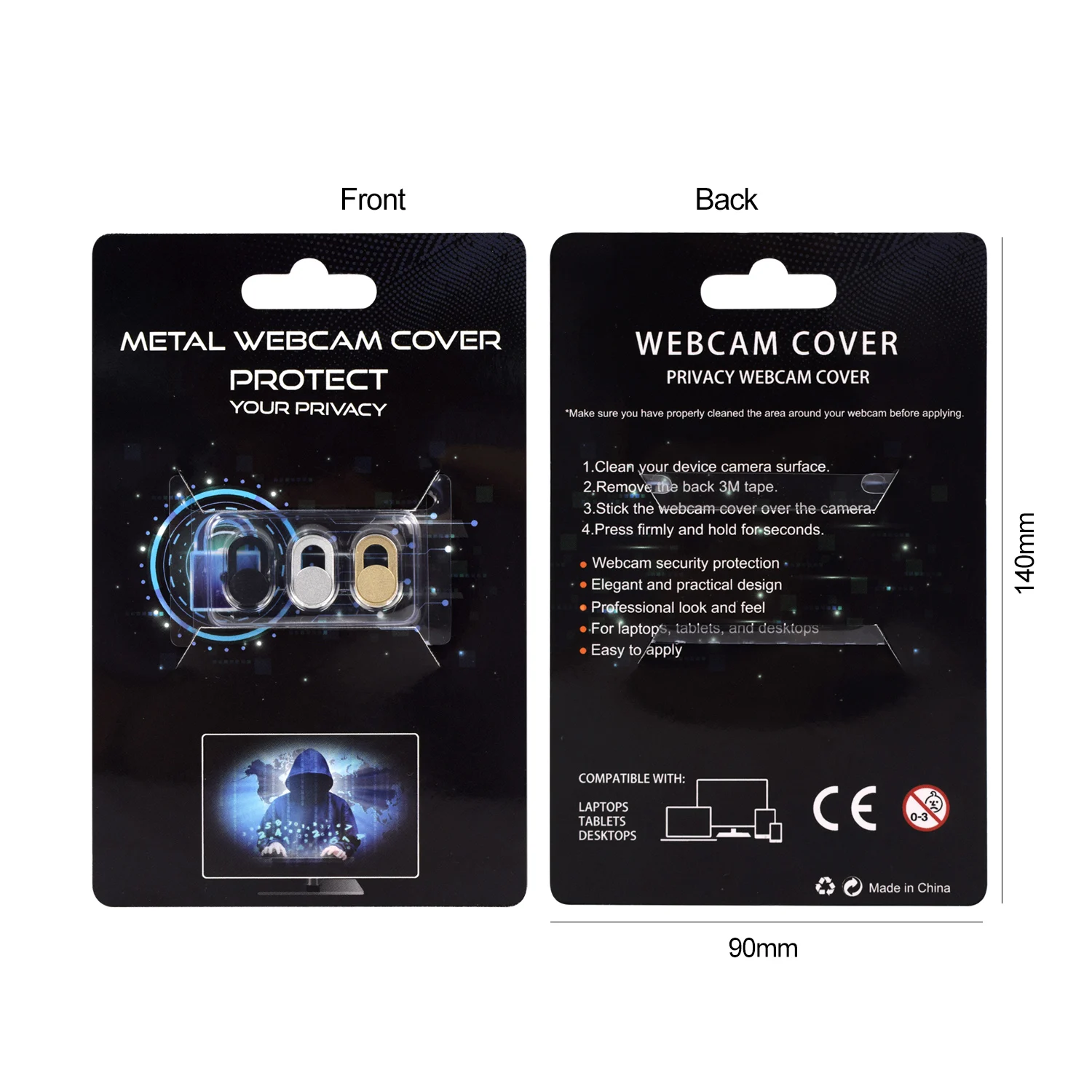 
 3pcs/pack Super Slim Metal web cam Cover Privacy Cover Webcam Cover  