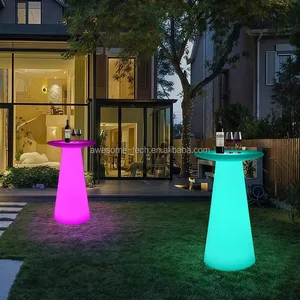 Modern LED Illuminated PE Plastic Bar Table Colorful Outdoor Party Furniture for Home Hotel for Living Room School Apartment