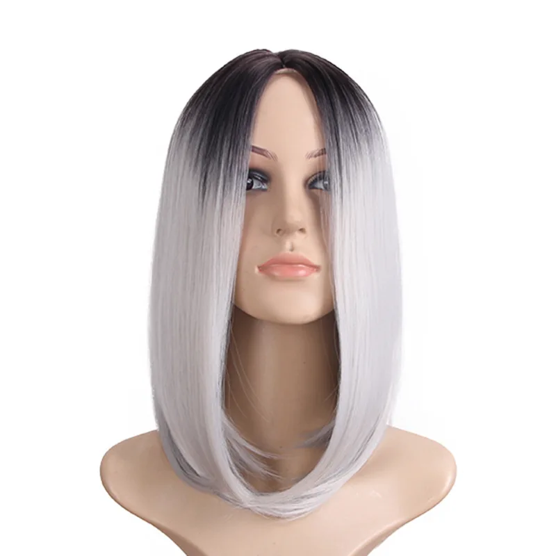 Мятно-зеленый короткий прямой синтетический парик средней части парик Боб термостойкие косплей для вечеринки красочные парики для женщин