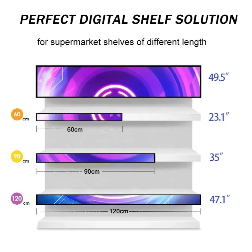 Shelf Edge LED Display Screen Supermarkets Screens Stretch LCD Bar Lvds Display Shelf Edge Custom Stripe Screen for Advertising