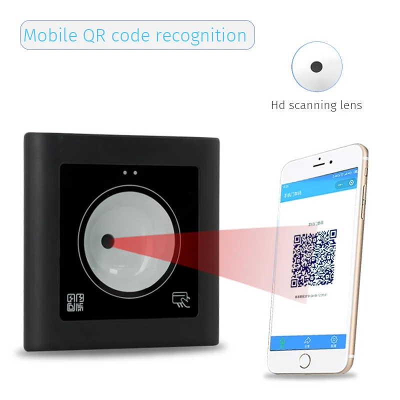 Zhongyan RFID 125kHz QR Code Card Reader With Hd Camera Wiegand26 34 Interface 2D QR Code Reader for Access Control System