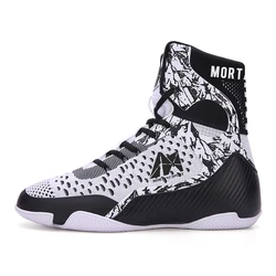 Модные Мужские боксерские ботинки высокого качества для фитнеса удобные прочные борьбы дышащие вязаные с высоким