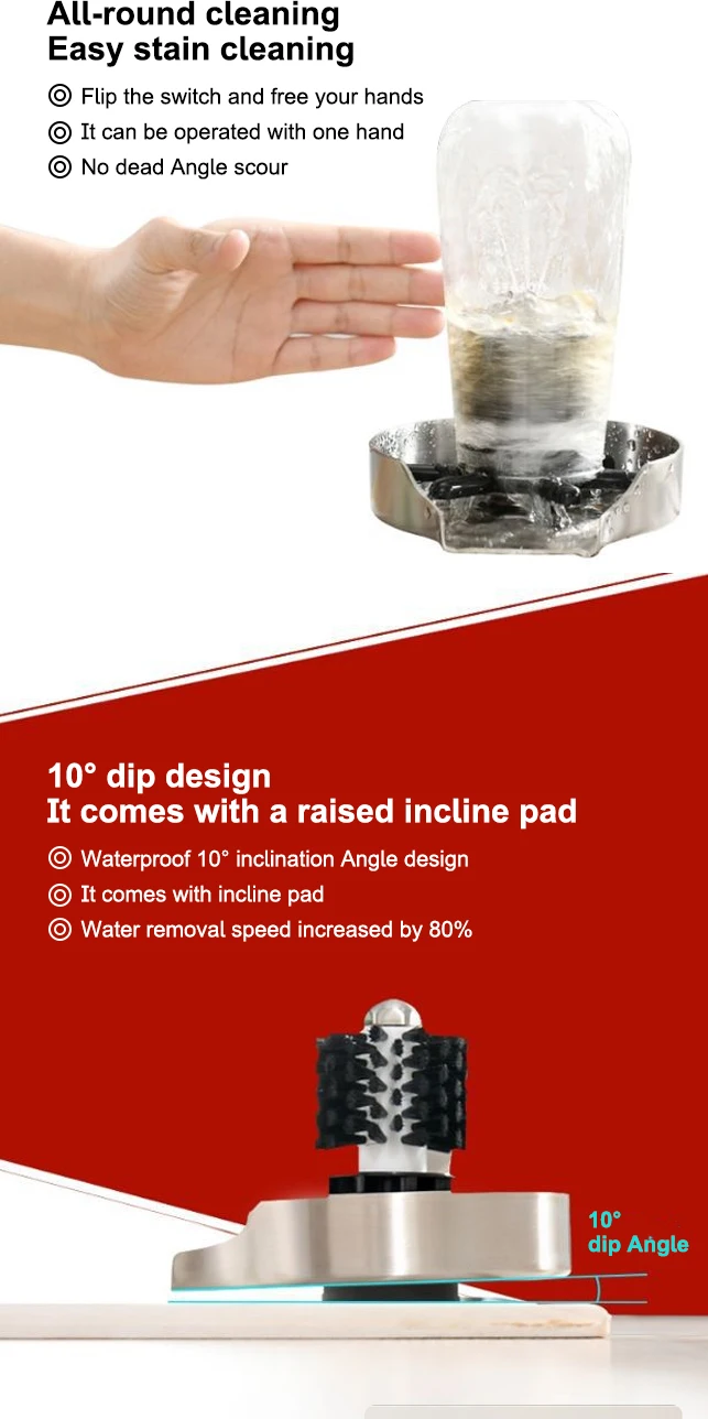 Kitchen Bottle Cleaner High Pressure Spin Stainless Steel Metal