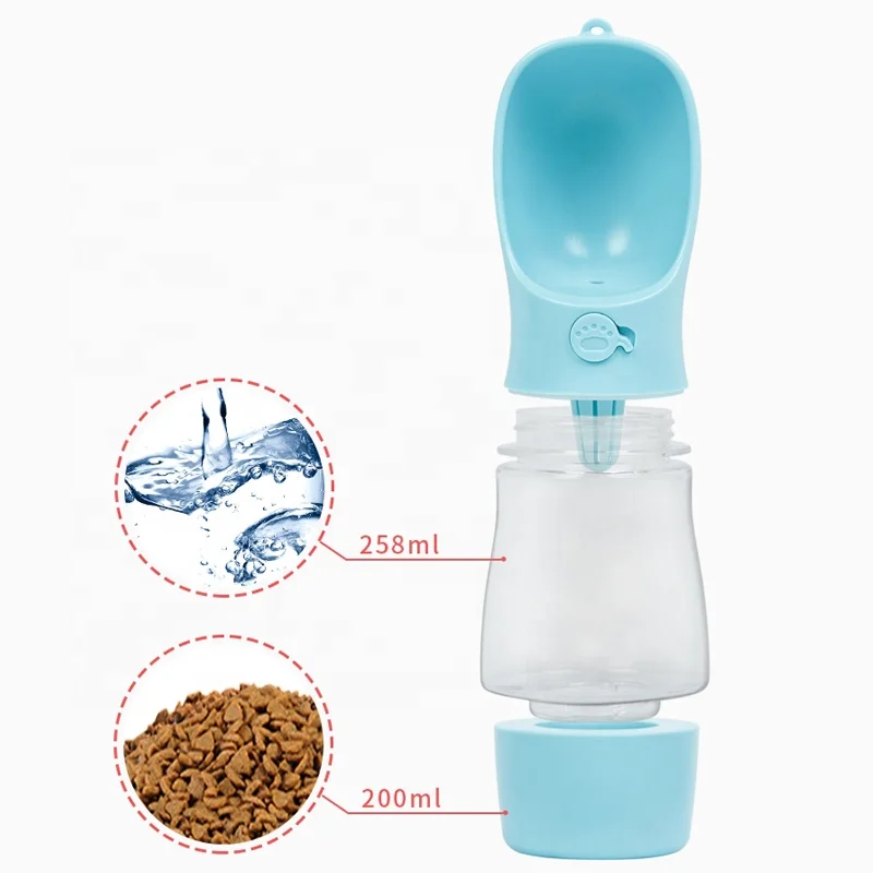 258ml+200ml Dog Water Bottle Portable Pet Drinking Cup Travel Water Food  Dispenser Outdoor