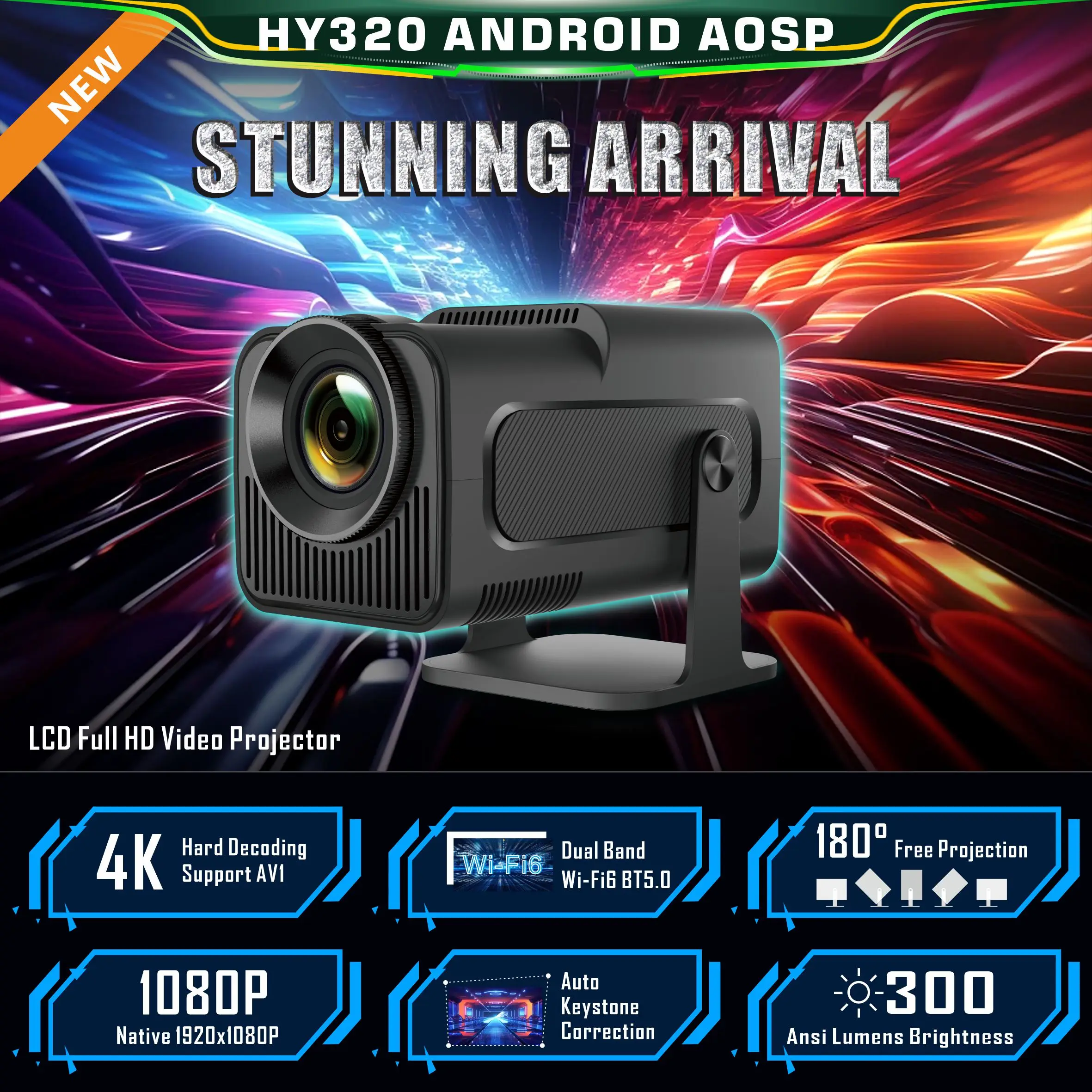 Magcubic Projector 4k HY320 - Portable Android 11 Mini Projector