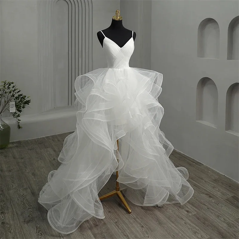 Short Front and Long Back Light Wedding Dress Princess Fluffy Trailing Cake Skirt Marriage Dress Wedding Dresses for Women