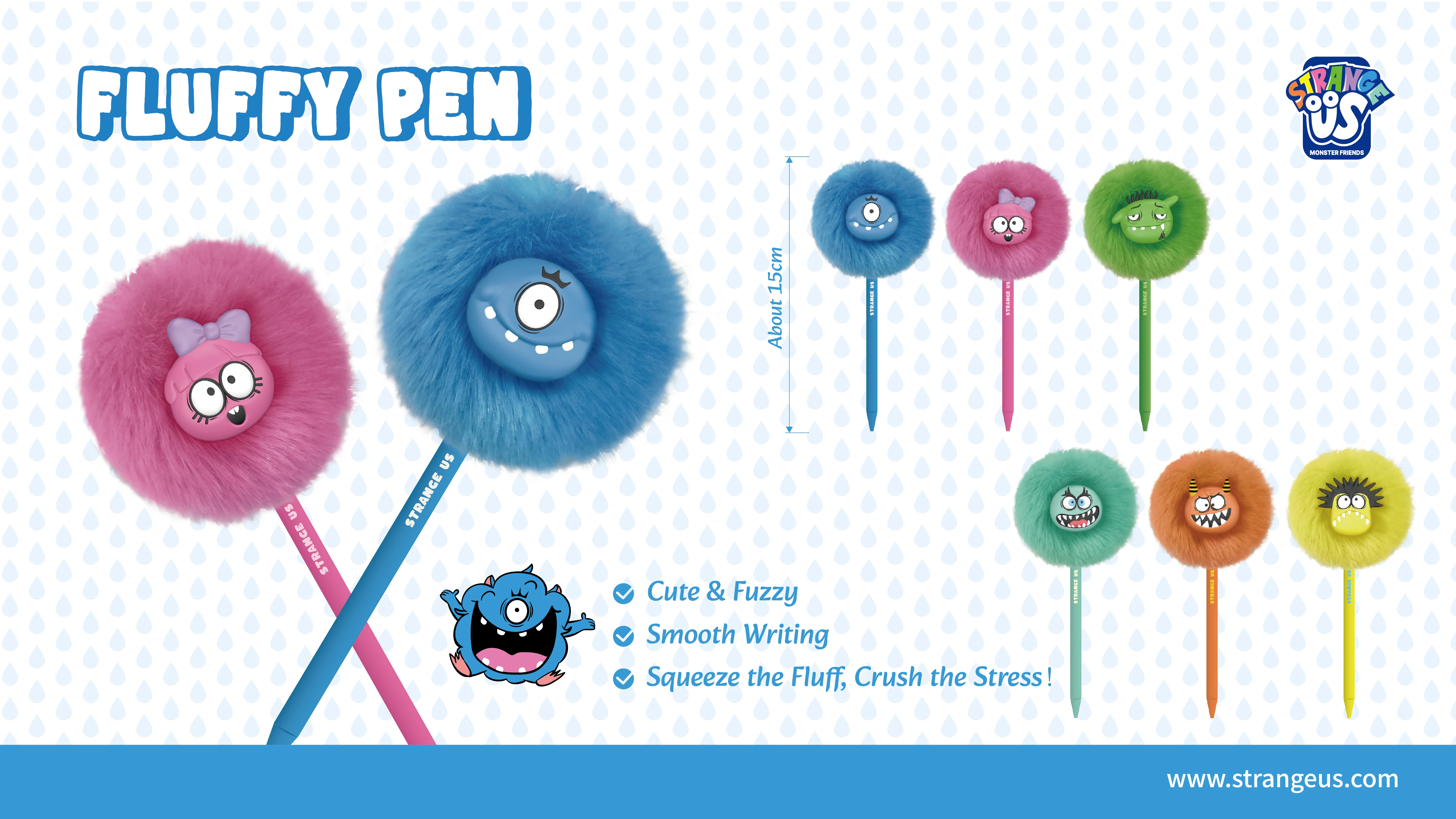 Strange Us Monster Plush Gel Pen-Blue 0.5mm Writing Width Sweet Cute Creative Styling Plastic Pen For Office And Student_voghion.com