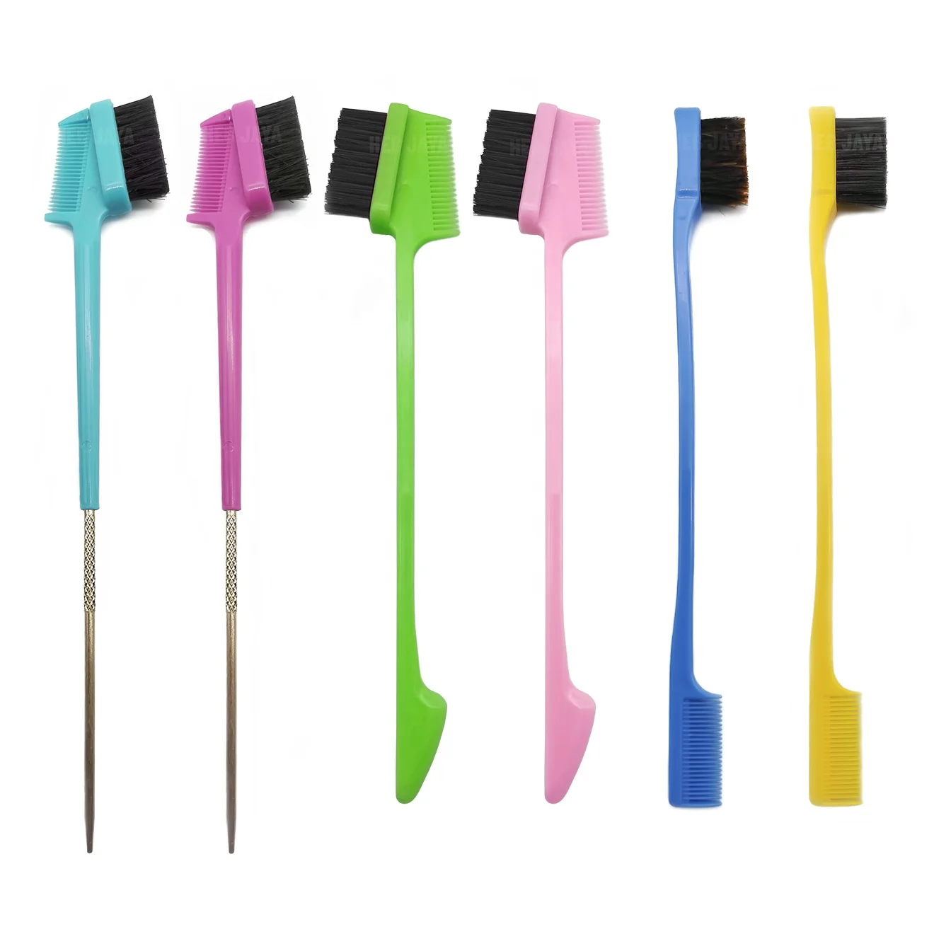 Оптовая продажа, розовая Двухсторонняя щетка 3 в 1 для управления краями бровей и Расческа с крысиным хвостом, оптовая продажа, частный логотип