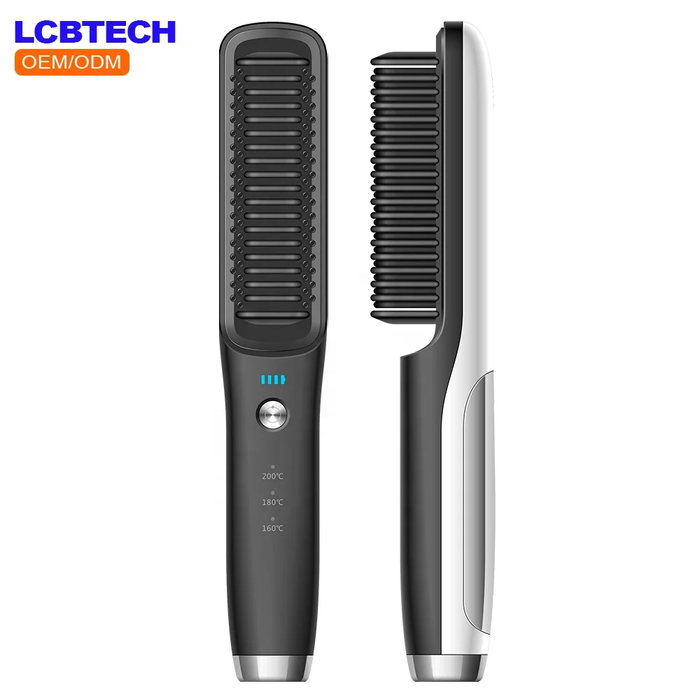 Cordless Ceramic Hair Straightening Brush Straight Hair Comb Straightener Iron Brush for Customized