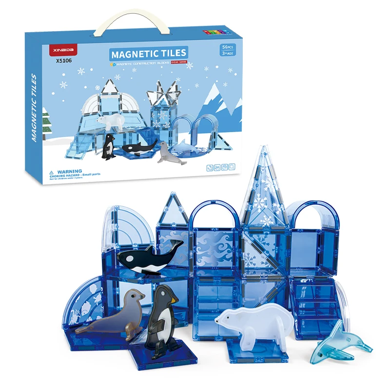 Magnetic Tiles Building Blocks Set for Boys Girls Preschool Educational Magna Construction Kit Magnet Stacking STEM Toys