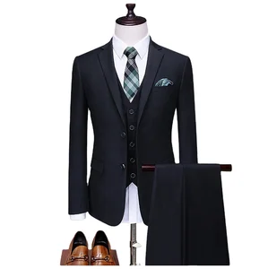 Men's Plus Size 3-Piece Wedding Suit Slim Fit Formal Coat Pant Breathable Thermal Solid Pattern New Design for Autumn Season