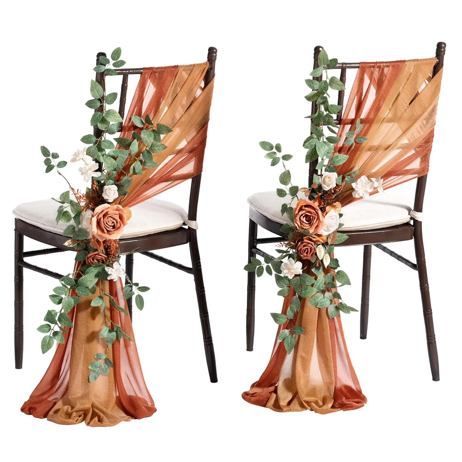 Fall Wedding Chair Decorations Aisle Pew Church Artificial Flowers Greenery  Swags Bench Ceremony Reception Party Outdoor Decor, image size:1600x1600