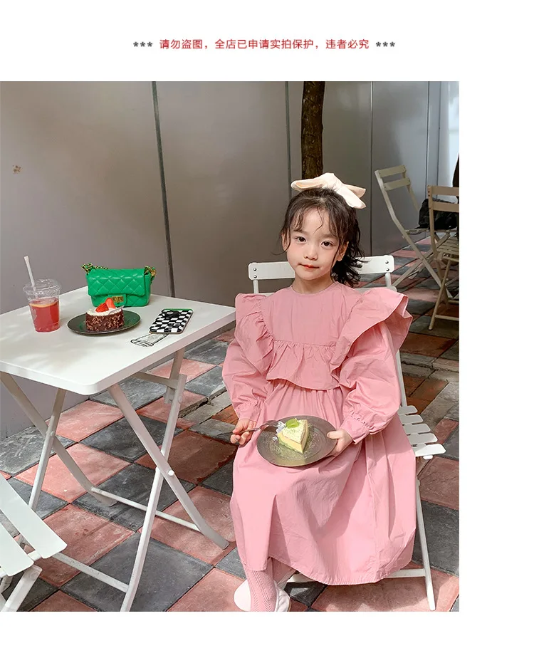 2022 Spring Vintage Baby Girls Dresses Solid Long Sleeve Wholesale Korea  Kids Clothing Ruffles Fashion 14191an1185 - Buy Summer Dresses,Girls