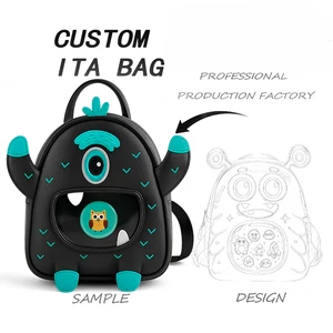 Hot Selling Custom Printing Monster Pattern Ita Bag With Clear Window for Pins Customized Designer Animal Ita Backpack
