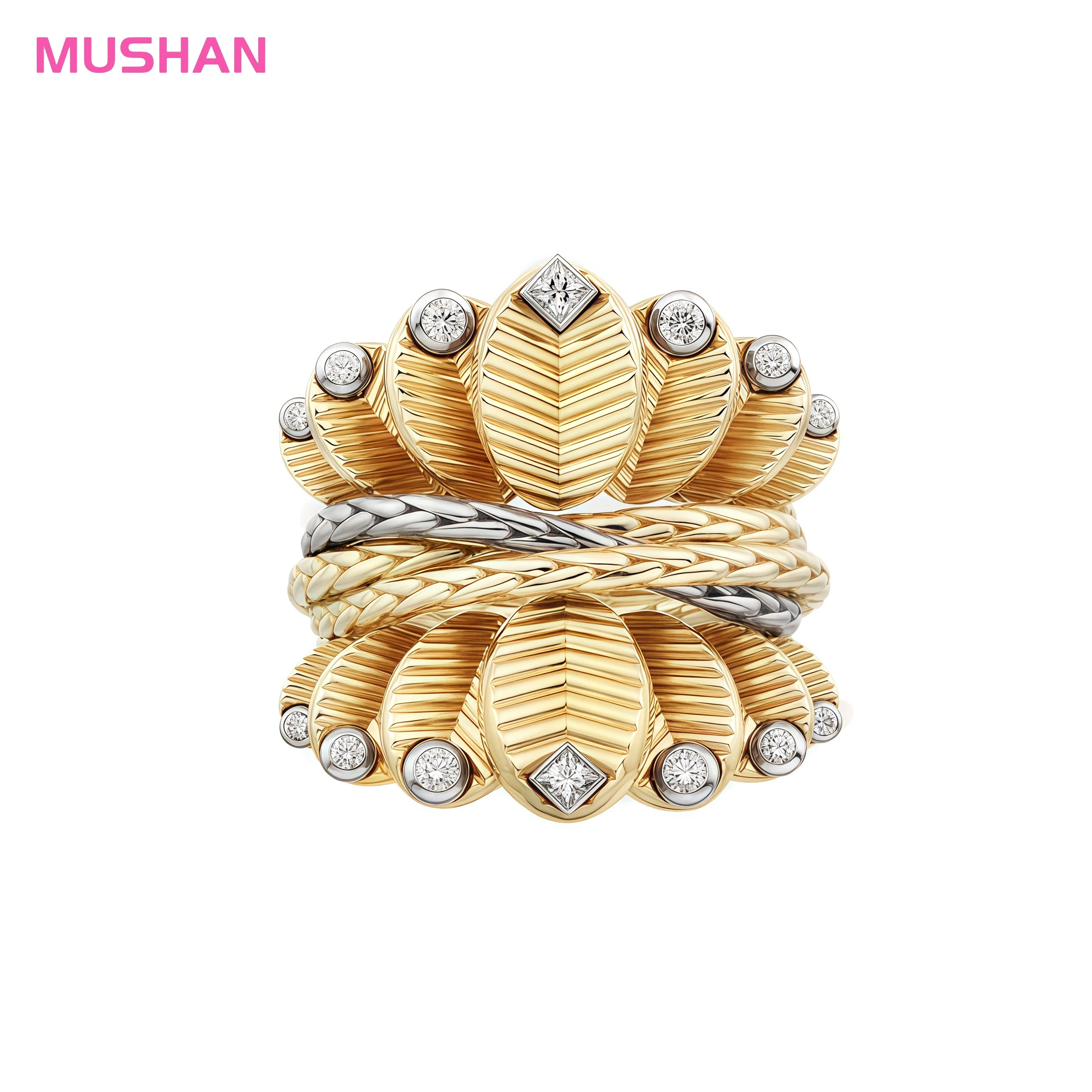 MUSHAN Jewelry Factory 925 Sterling Silver Ring Women 5A High-Carbon Diamond 18K Gold Plated Golden Fine Jewelry Wedding Rings
