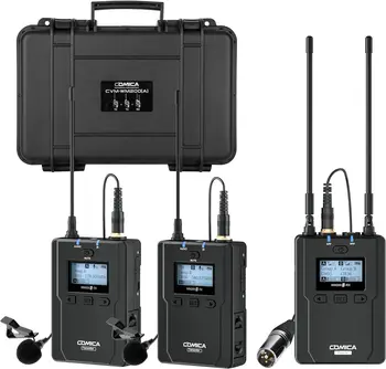 Wireless Lavalier Microphone, Comica CVM-WM200A 96-Channel UHF Wireless Lapel Microphone System for Cameras/XLR Camcorders