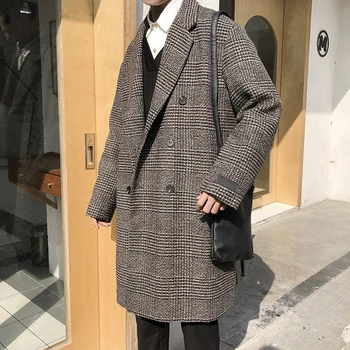 Source vintage plaid coat new winter loose profiled winter long