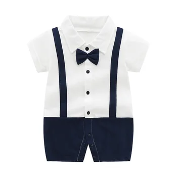 Baby Clothing Autumn Short-Sleeved Gentleman Jumpsuit Baby Boy Newborn Clothes Children Crawling Suit For 0-12 months
