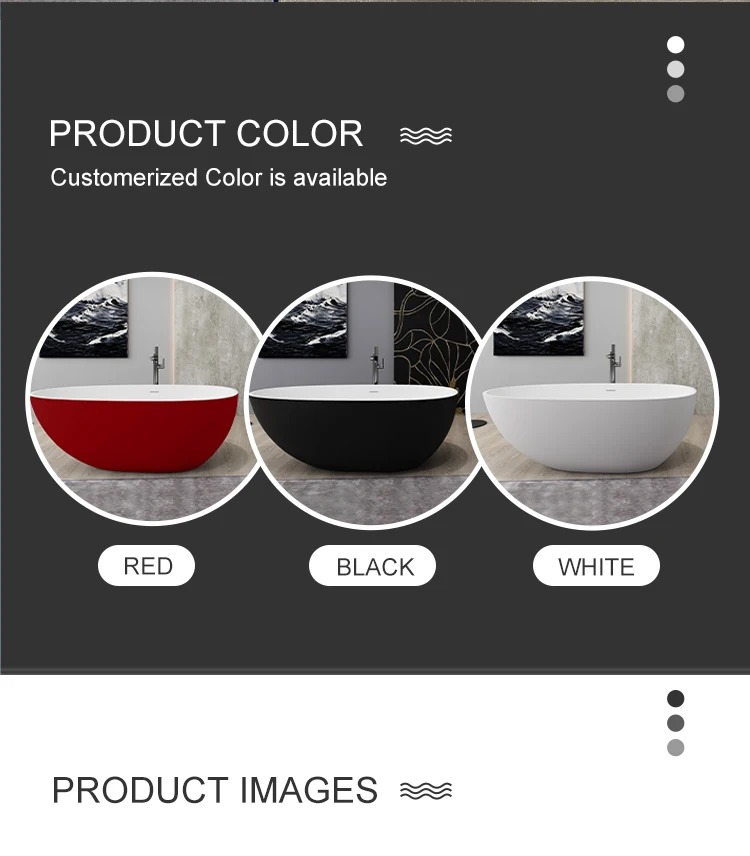 Stone Resin Solid Surface Bathtub Villa Hotel Bathroom Bathtub Matte Black High Quality Bathtub