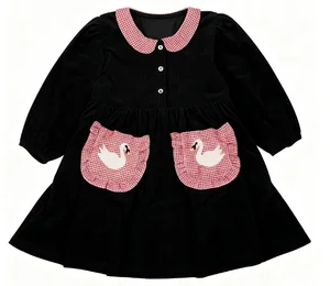 Girls O-Neck Long Sleeve Casual Princess Dress Beautiful Flowers Floral Chiffon Party Cake Dress for Spring Autumn Custom ODM