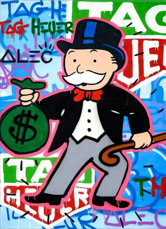 Cartoon Canvas Painting Gentleman Alec Monopoly Poster and