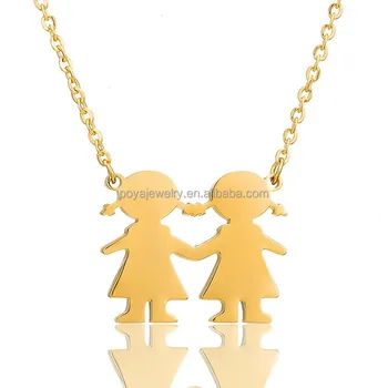 POYA Best-selling Parent-child Two Girls DIY Names Stainless Steel Necklace Girl Women Gift for Friend