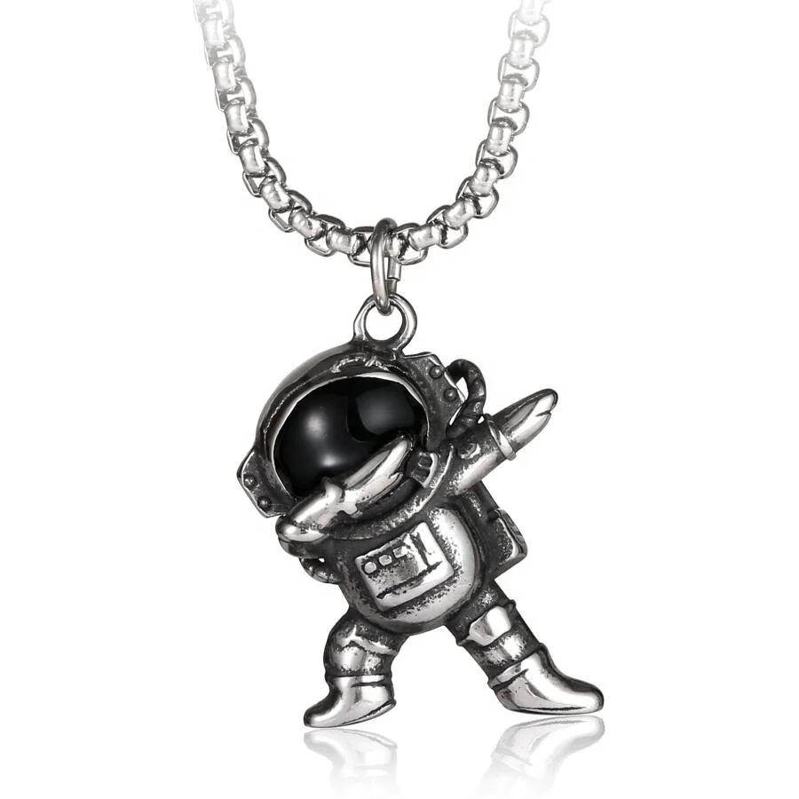 Wholesale stainless steel spaceman jewelry pendant titanium steel cosmonaut  pendant astronaut necklace DMP 003 From m.