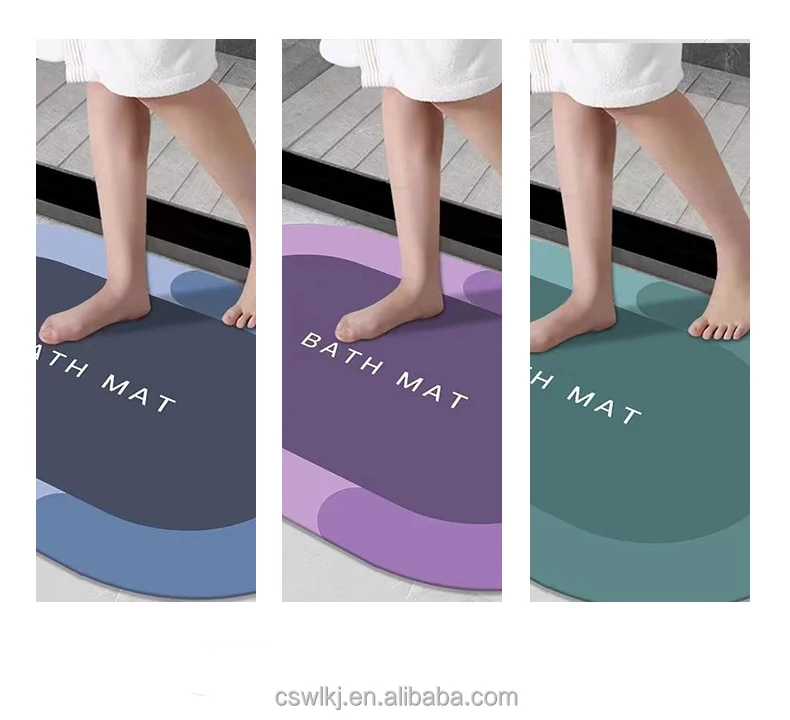 Oval Square Bath Bathroom Rug Anti Non Slip Water Absorbent Floor