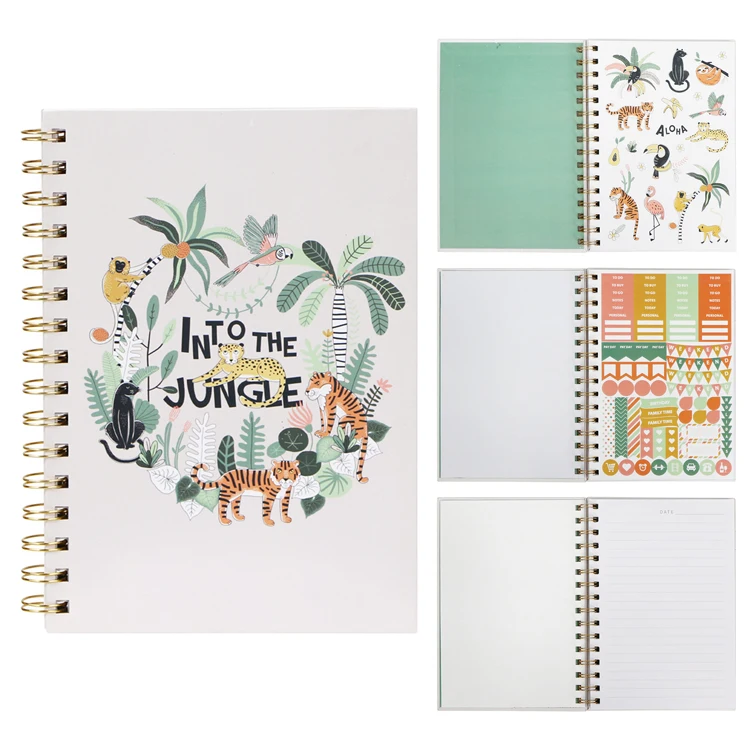 New Design A5 Spiral Diy Planner With Cute Stickers Wholesale Customizable Logo Hardcover Spiral