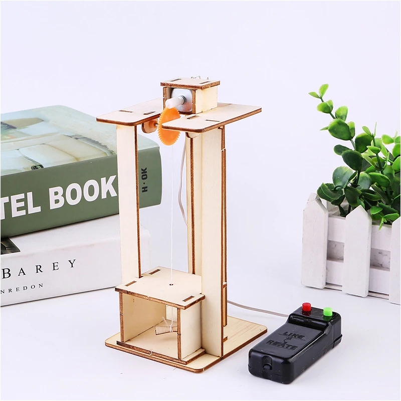 DIY Remote Control Electric Lift Elevator Kids Science Toys Experiment Kits Creative STEM Education Innovation School Project