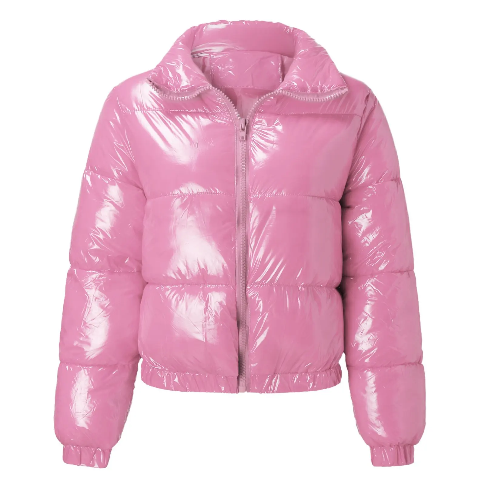 Winter Solid Women Crop Puffer down Jacket Bomber Jacket