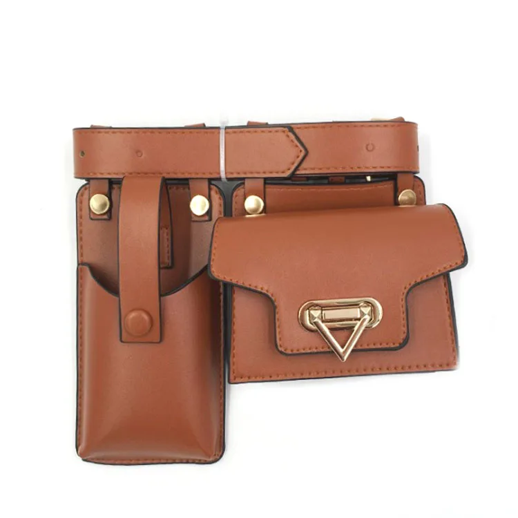 Оптовая Продажа с фабрики PU ремень двумя мини-сумками для женщин