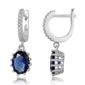 925 Sterling Silver Aaa Crystal English Lock Diamond White Gold Eardrop Earrings