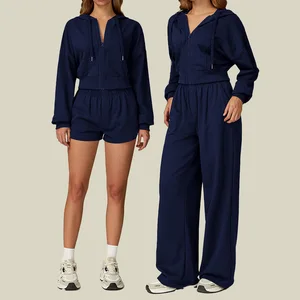 Women Comfortable Two Pieces Tracksuit Set Long Sleeve Jackets With Athletic High Waist Flared Yoga Pants/Shorts Yoga Set