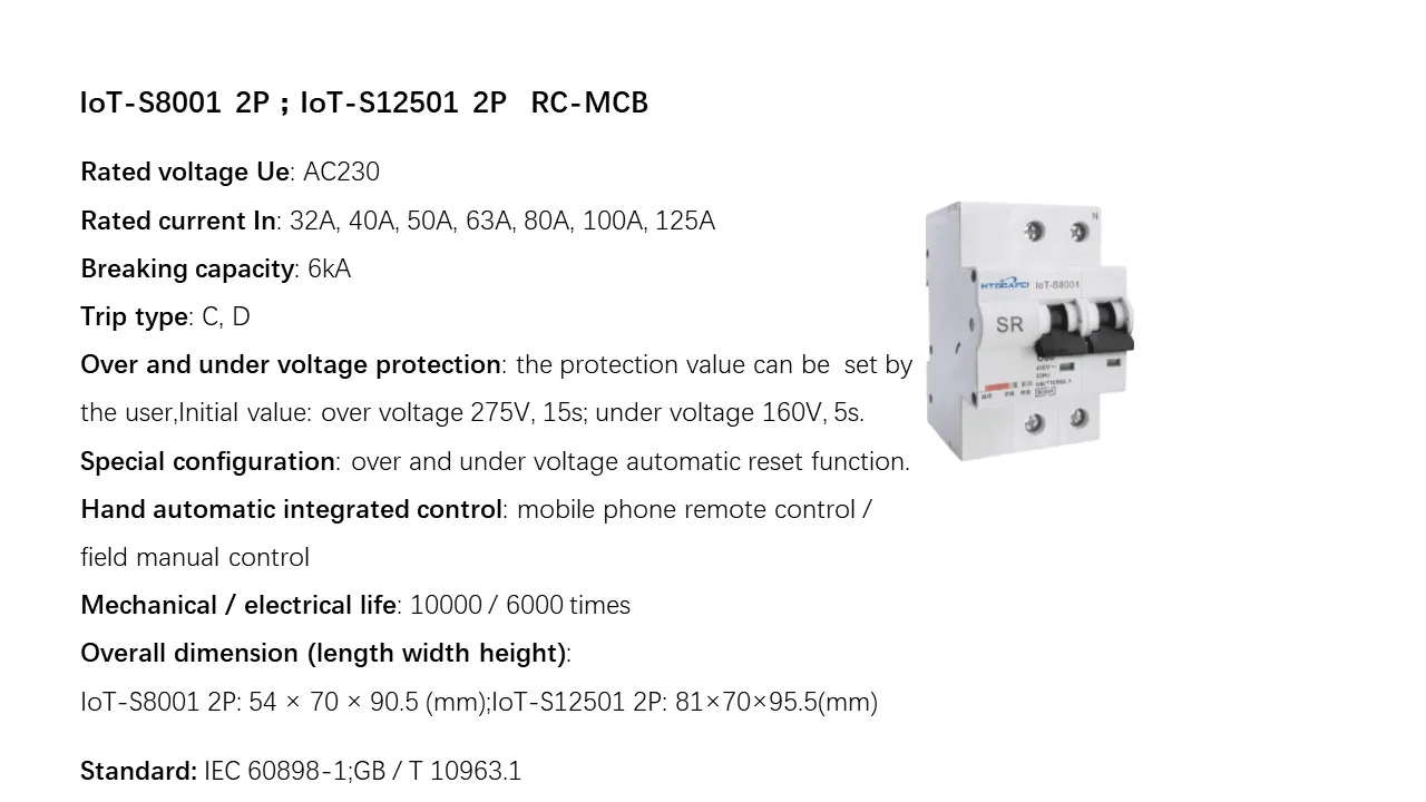 remote control circuit breakers with4G wifi RS485 communication smart MCB 2 pole 4pole 32A 40A50A63A80A 230v 50Hz smart home