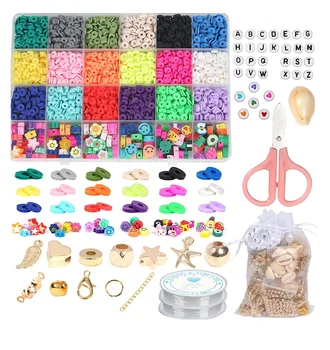 3000 Clay Beads For Bracelet Making, Polymer Clay Flat Round Spacer Bead  Kit With Letter Fruit Bead