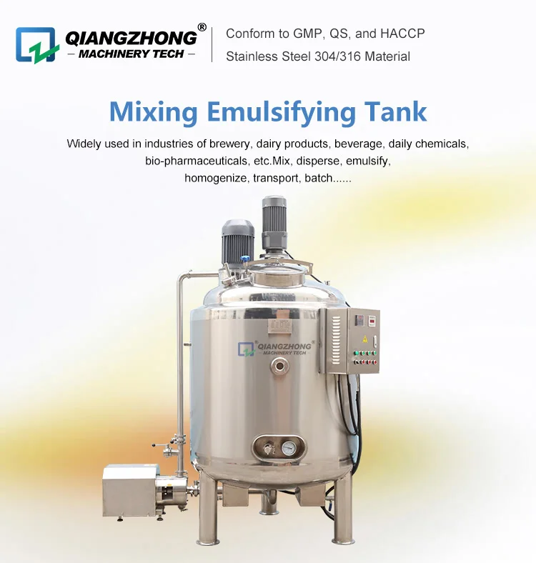Stainless Steel Cream Yogurt Milk Mayonnaise Emulsification Tank Mixing