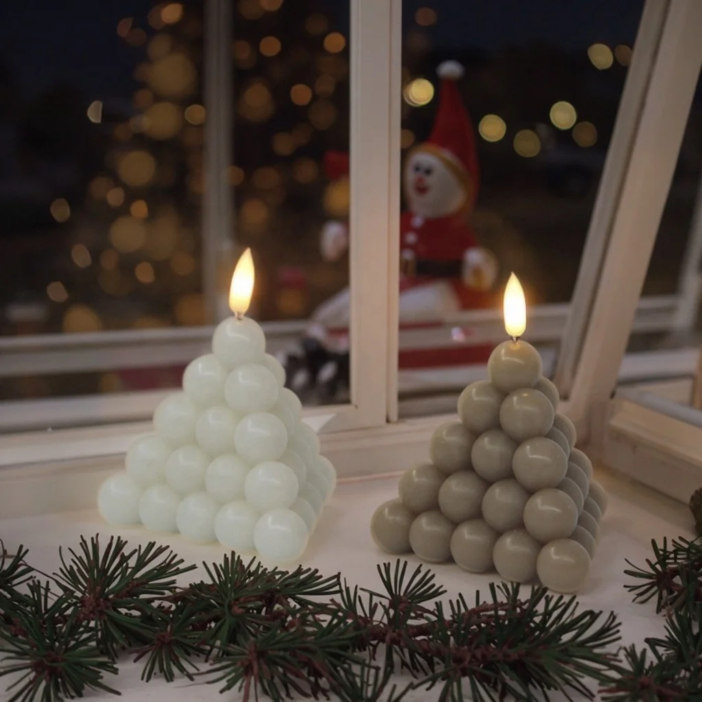 Triangular Real Wax 3d Bubble Led Flicker Candle With Remote Control