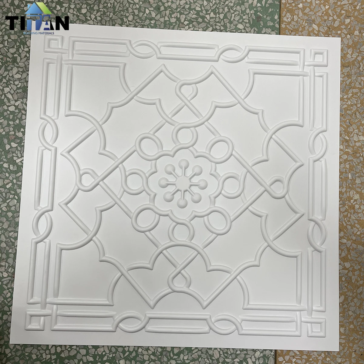 Plastic Pvc Decorative Ceiling Tile Drop in 3D Pvc 24 X 24 Ceiling Panels Green Plastic Pvc Panel for Walls and Ceilings