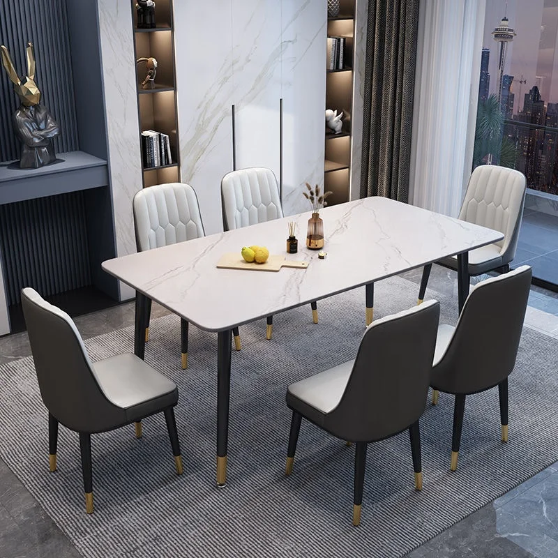 Modern Italian Leather Dinner Dining Table And Chairs 6 Cheap Dinning