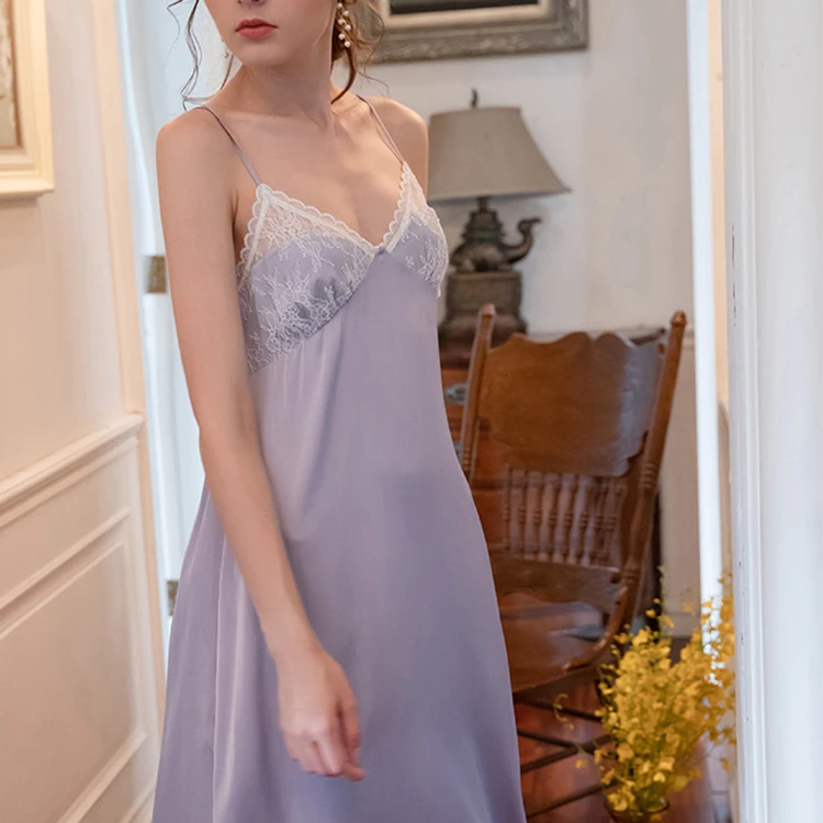 High Quality Luxury Fine Lace Sexs  Silk Sleepwear Cloth Hot Dress Night Lingerie Fine Lace for Women Ladies