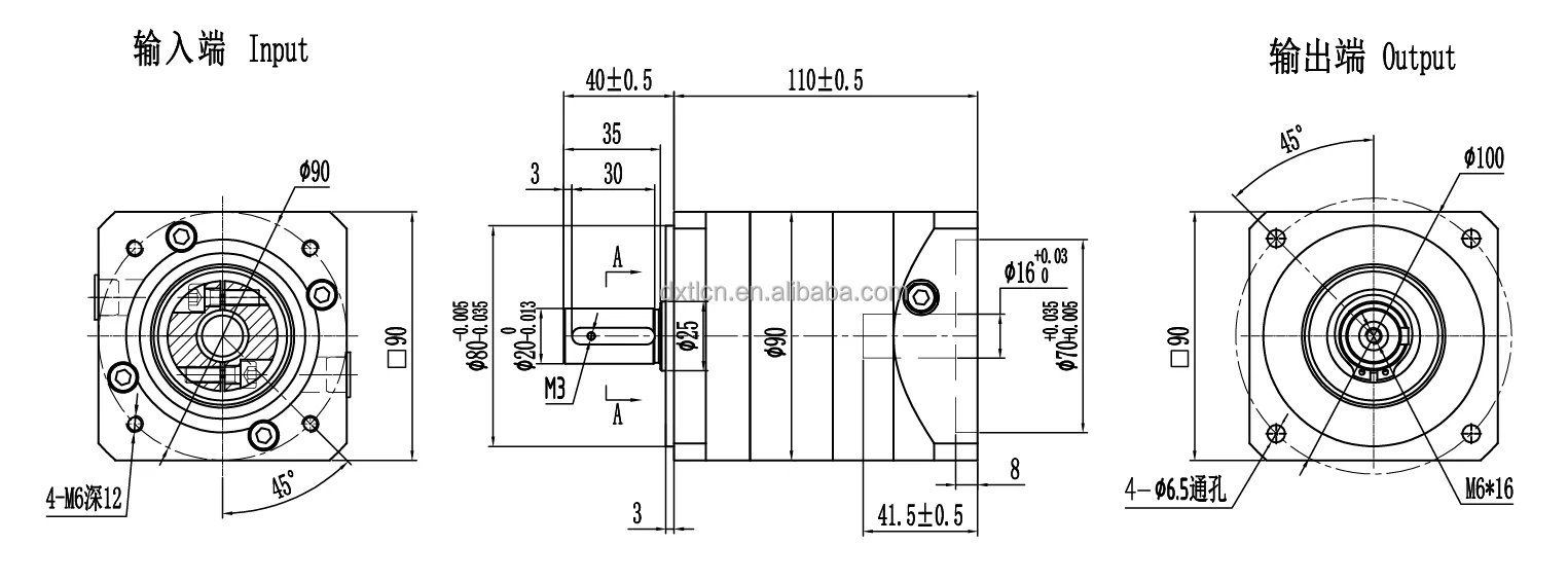 DXTL High Torque Precision 90 Series Planetary Gearbox Reducer Gearboxes Use for Servo Motor Automatic Industry Equipment details