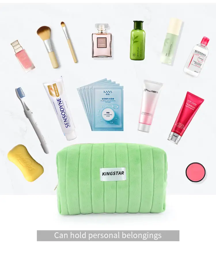 Factory Travel White Velvet Cosmetic Zipper Makeup Pouch Wholesale