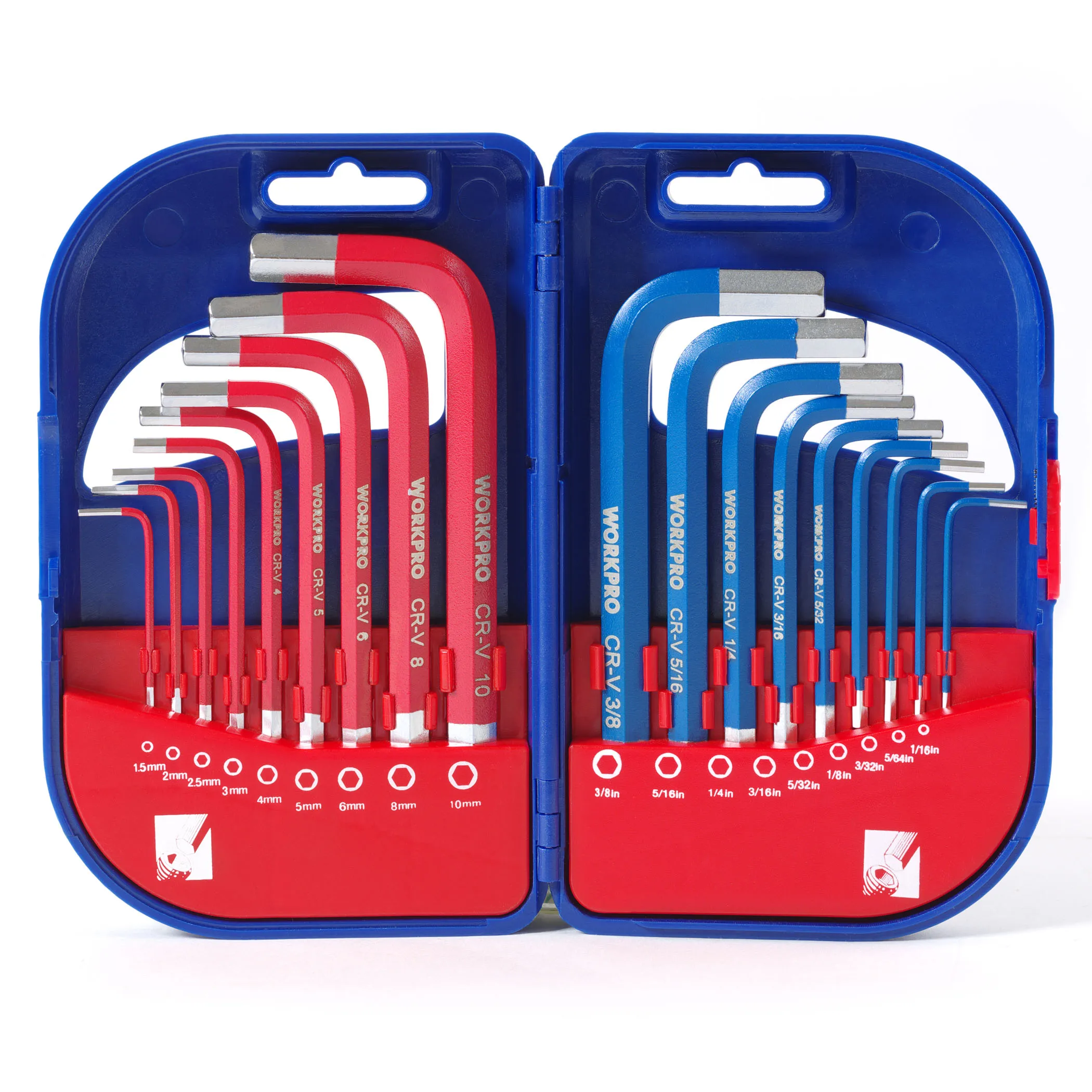 WORKPRO 18pcs High Quality Hex Key Set with Short Arm Hex Key Wrench Kit