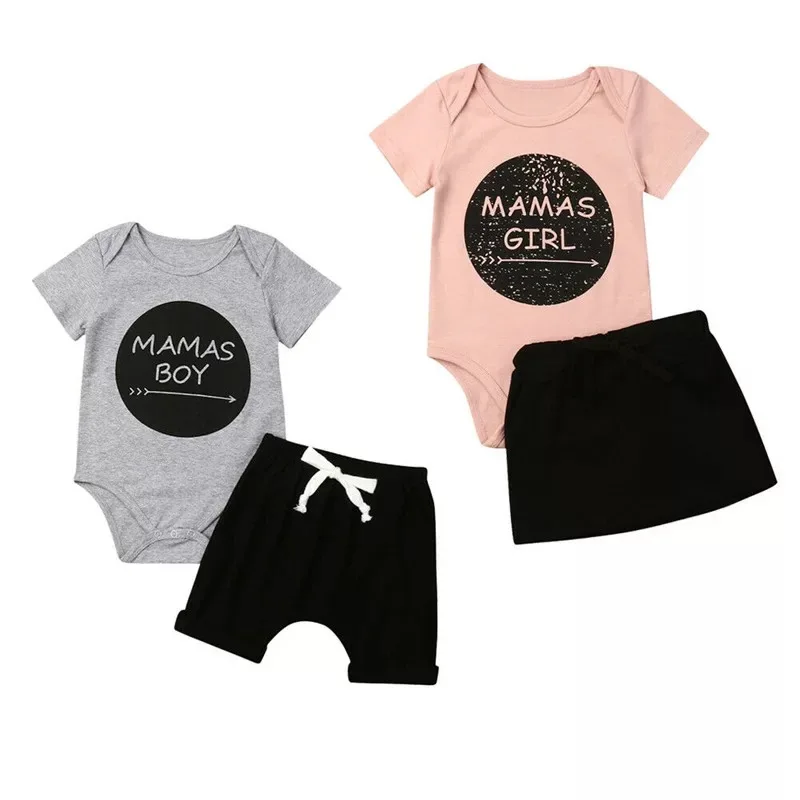 New Hot Selling Children's Clothing Female European And American Short Sleeve Letter Brother Sister Outfit