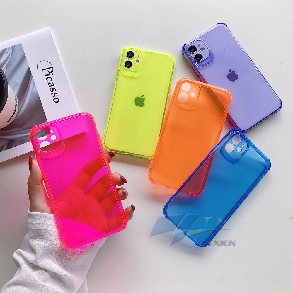 Cheapest Fluorescent Neon TPU Phone Case Cover New Shockproof for iPhone 13 X XR 11 Pro Max 12 Cases Colorful