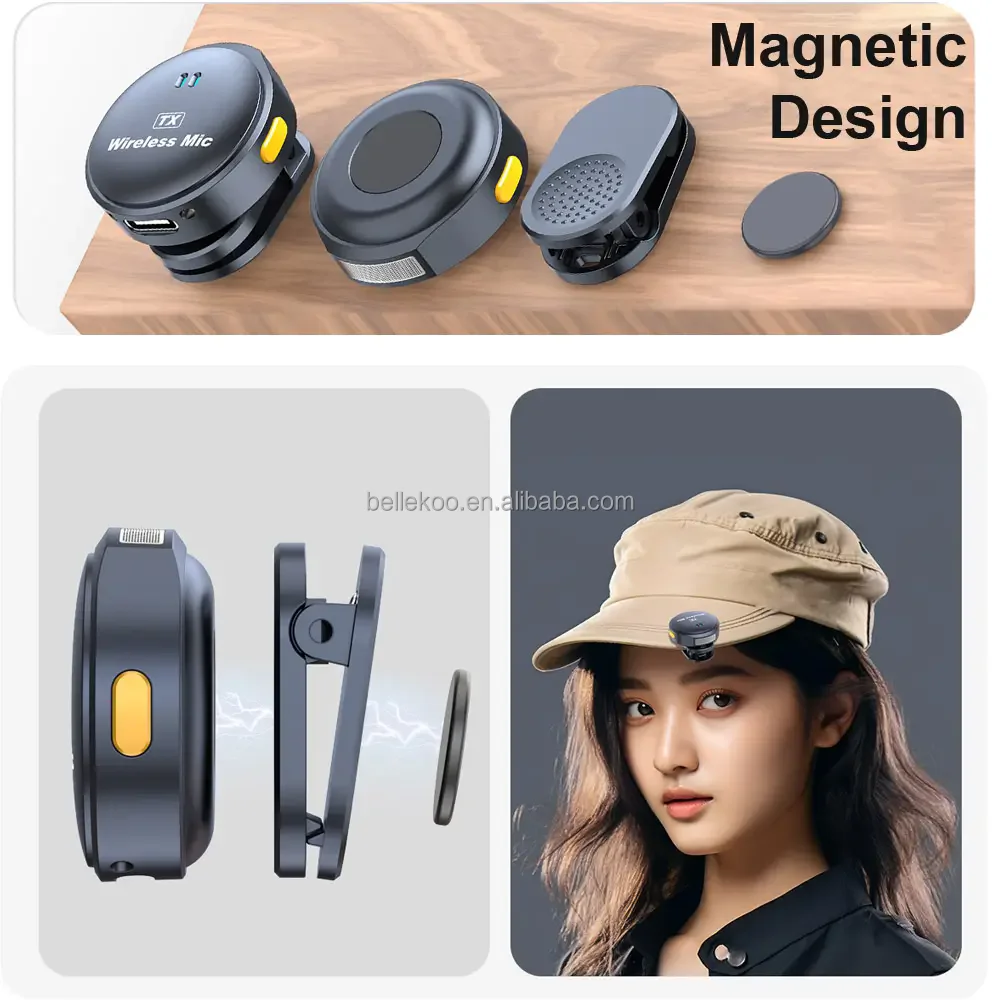 2Mic Wireless Microphone Camera Phone 3 in 1 Vlog Interview Live Stream Wireless Microphone Coin Lapel Clip Lavalier Microphone