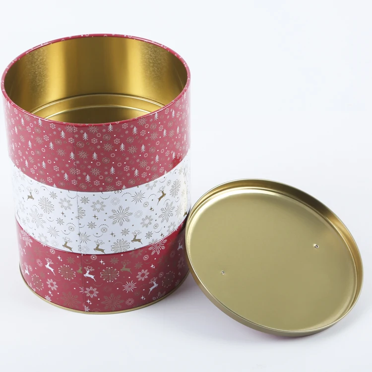 Biscuit Packaging Box Round Three Layer Tin Cookies Box