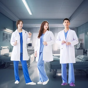 2026 Best Selling Custom Logo Dental and Nurse Scrubs Women's White Lab Coats Fashion Medical Hospital Uniforms
